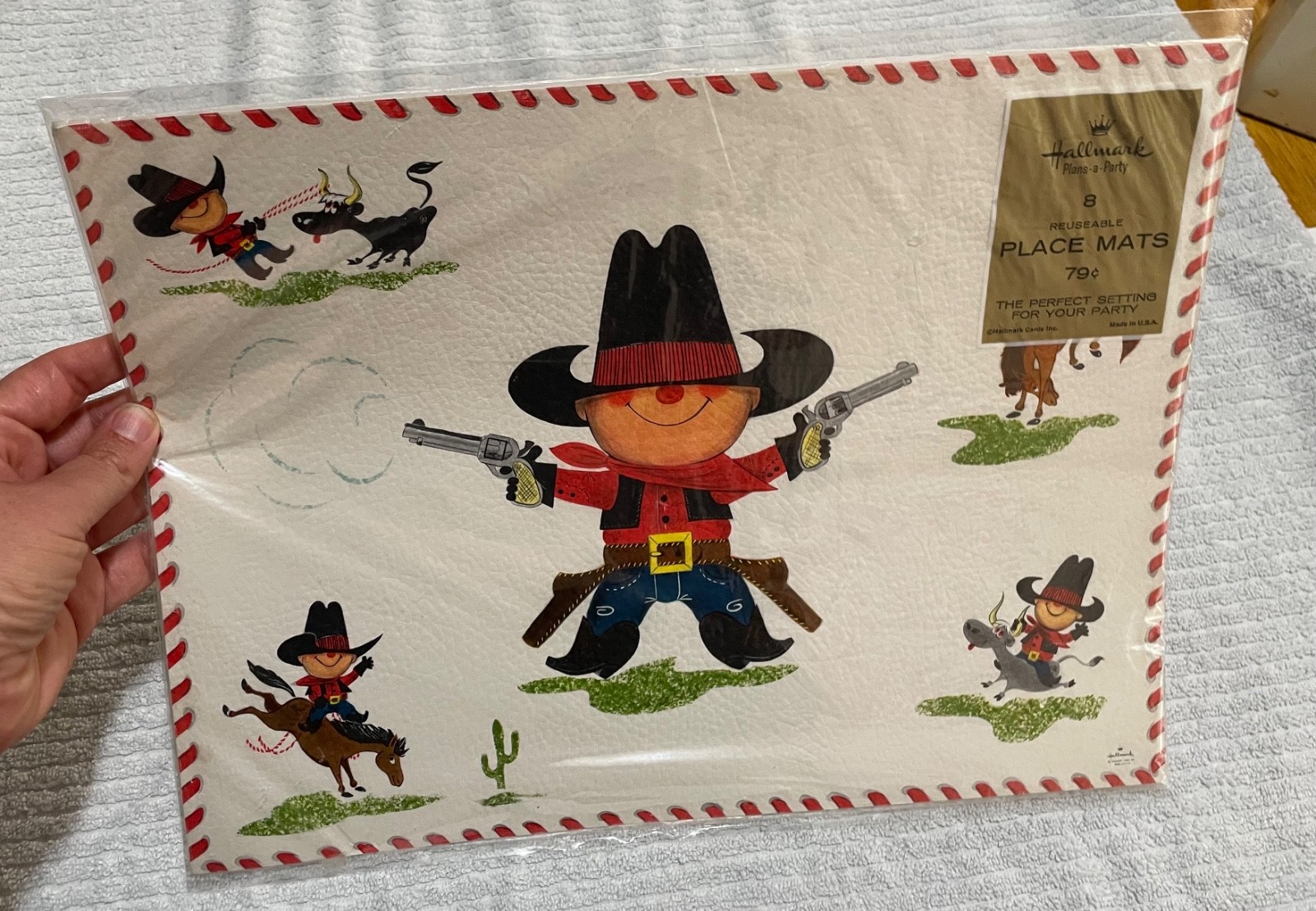 VTG Hallmark Cowboy Paper Placement Set of 8 in Package VTG Hallmark Cowboy Paper Placement Set of 8 in Package
