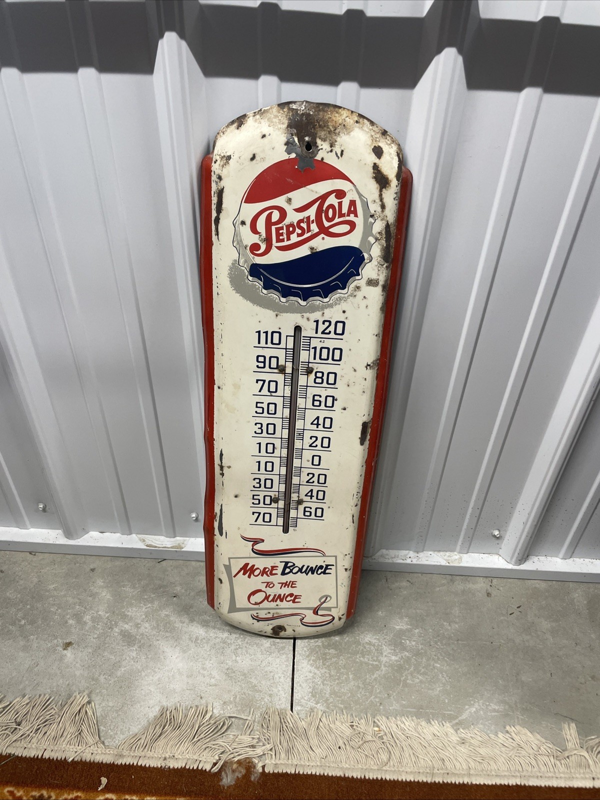 Vintage Pepsi Thermometer Metal Sign 27" Original Soda Advertising Vintage Pepsi Thermometer Metal Sign 27" Original Soda Advertising