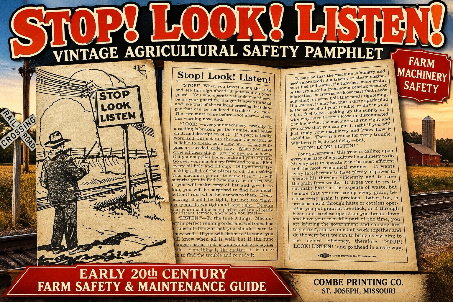 VTG WWI 1917 Farm Machinery Conservation Pamphlet Combe Printing St Joseph MO VTG WWI 1917 Farm Machinery Conservation Pamphlet Combe Printing St Joseph MO