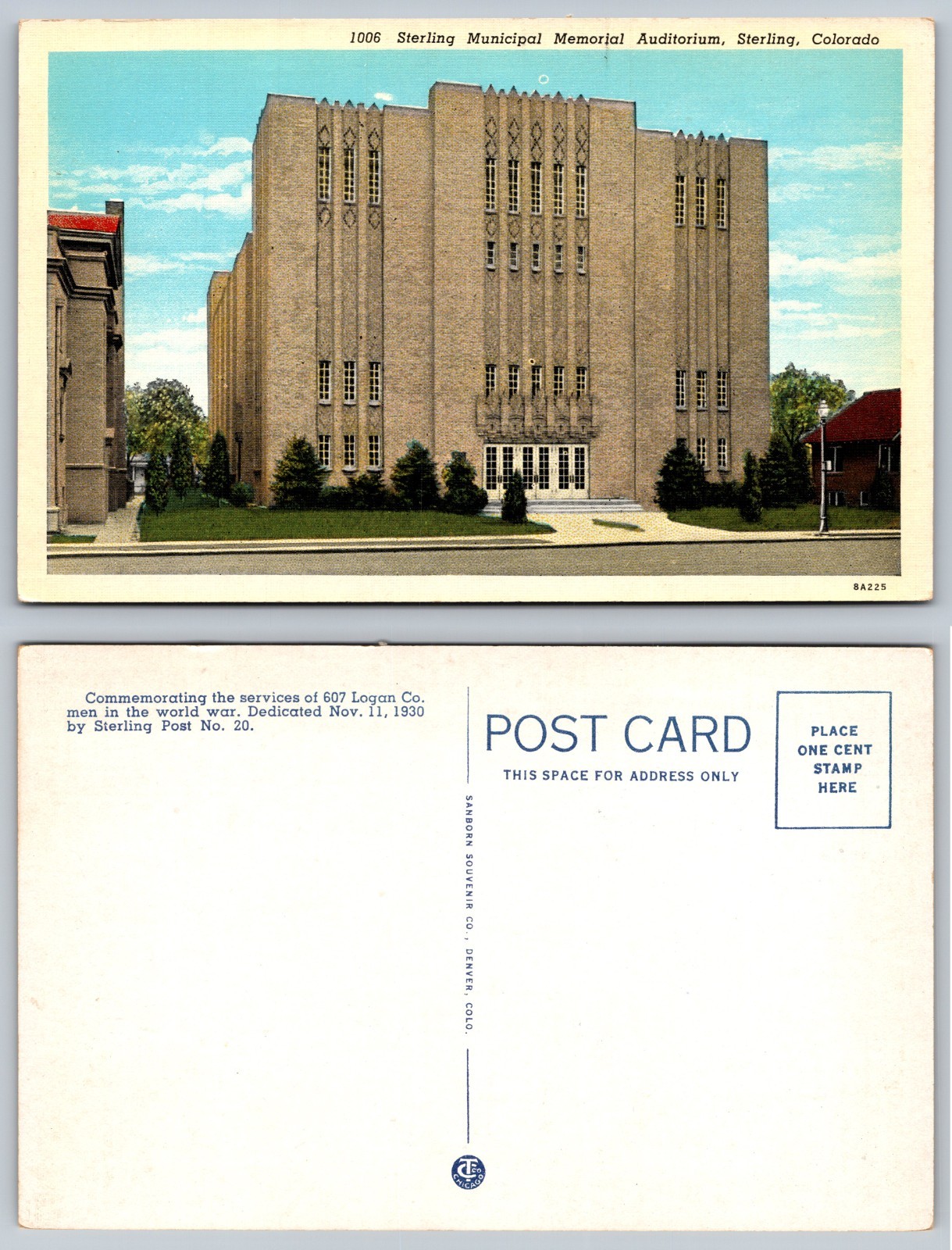 Sterling Municipal Memorial Auditorium Sterling Colorado Postcard Sterling Municipal Memorial Auditorium Sterling Colorado Postcard