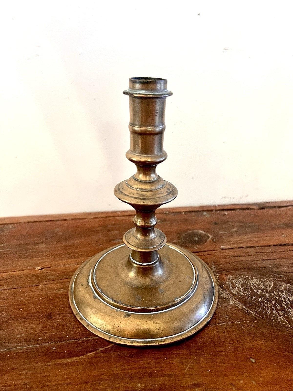 RARE 17th Century Pronounced Knop FRENCH CANDLESTICK - 1600s Brass Candle Holder RARE 17th Century Pronounced Knop FRENCH CANDLESTICK - 1600s Brass Candle Holder