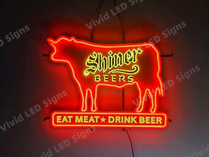 Shiner Beers Eat Meat Drink Beer 24" Vivid LED Neon Sign Light Lamp With Dimmer Shiner Beers Eat Meat Drink Beer 24" Vivid LED Neon Sign Light Lamp With Dimmer