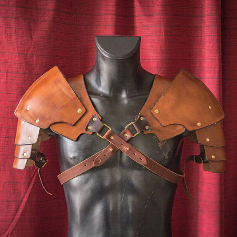 NEW Medieval Vintage Pauldrons Shoulder Armor Cosplay Costume Party Faux Leather NEW Medieval Vintage Pauldrons Shoulder Armor Cosplay Costume Party Faux Leather