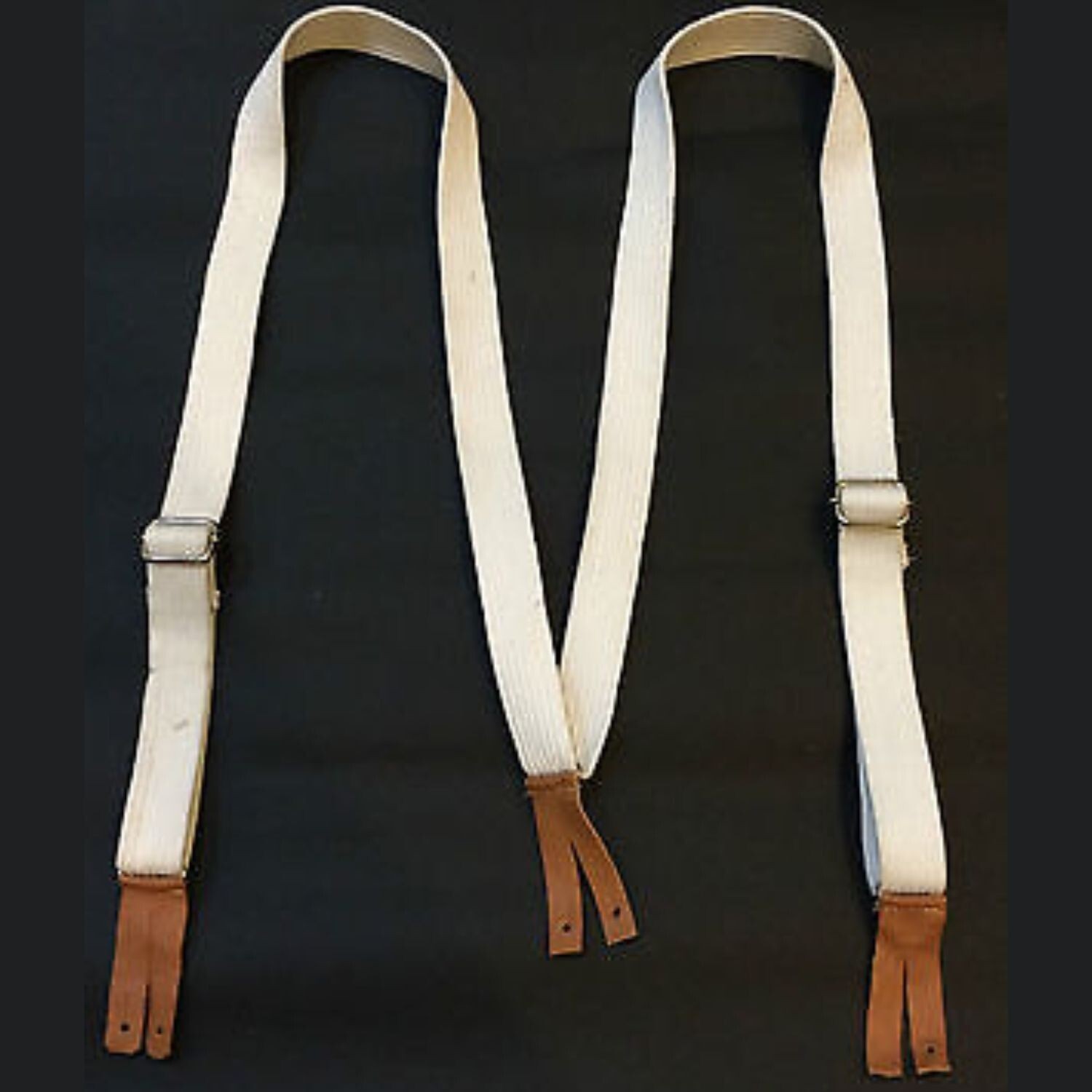 WWI WWII British Army Trouser Braces Suspenders Repro – White Cotton Webbing WWI WWII British Army Trouser Braces Suspenders Repro – White Cotton Webbing