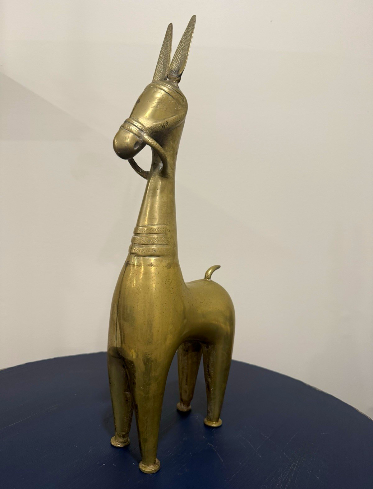Vintage MCM Brass Donkey Horse Sculpture 20” Tall Heavy 7.4 lb Figurine