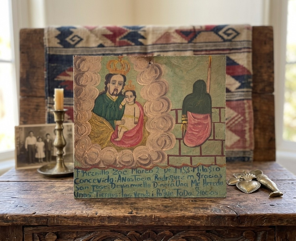 San José 1953 Mexican Ex Voto Retablo Debt Paid by Inheritance 11 in San José 1953 Mexican Ex Voto Retablo Debt Paid by Inheritance 11 in