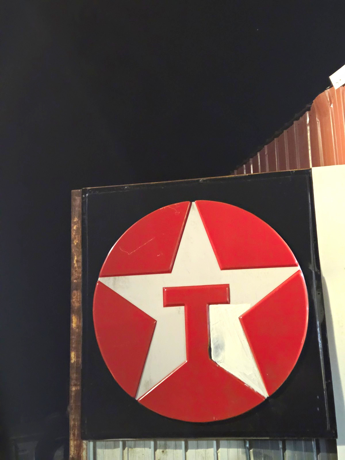 Texaco Red Star Gas & Oil Advertising Sign - Red White Black Texaco Red Star Gas & Oil Advertising Sign - Red White Black