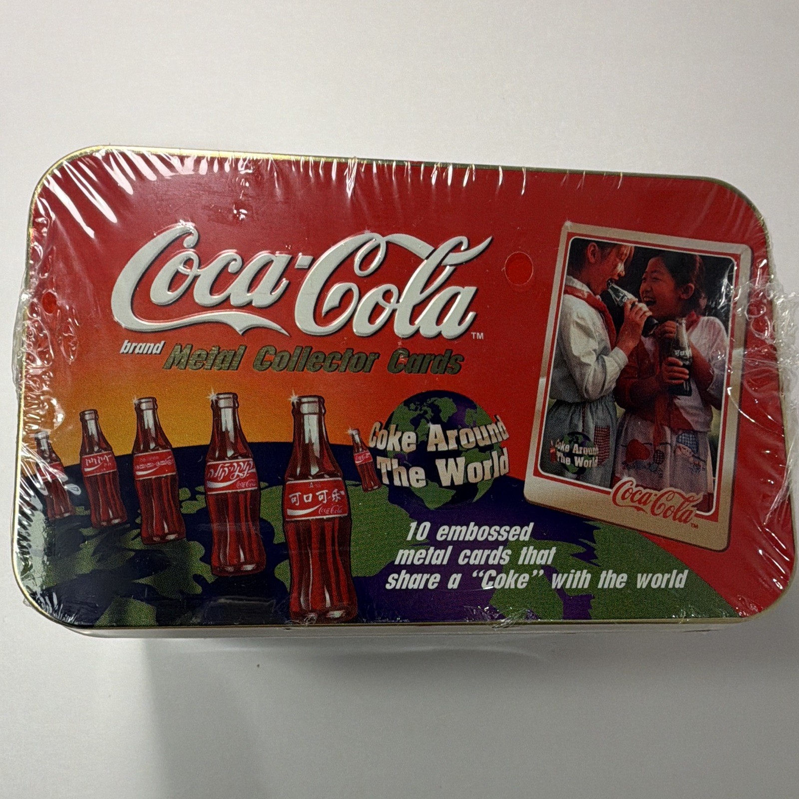 Coca-Cola Coke Around the World 10 Metal Collector Cards Tin Sealed Vintage Coca-Cola Coke Around the World 10 Metal Collector Cards Tin Sealed Vintage