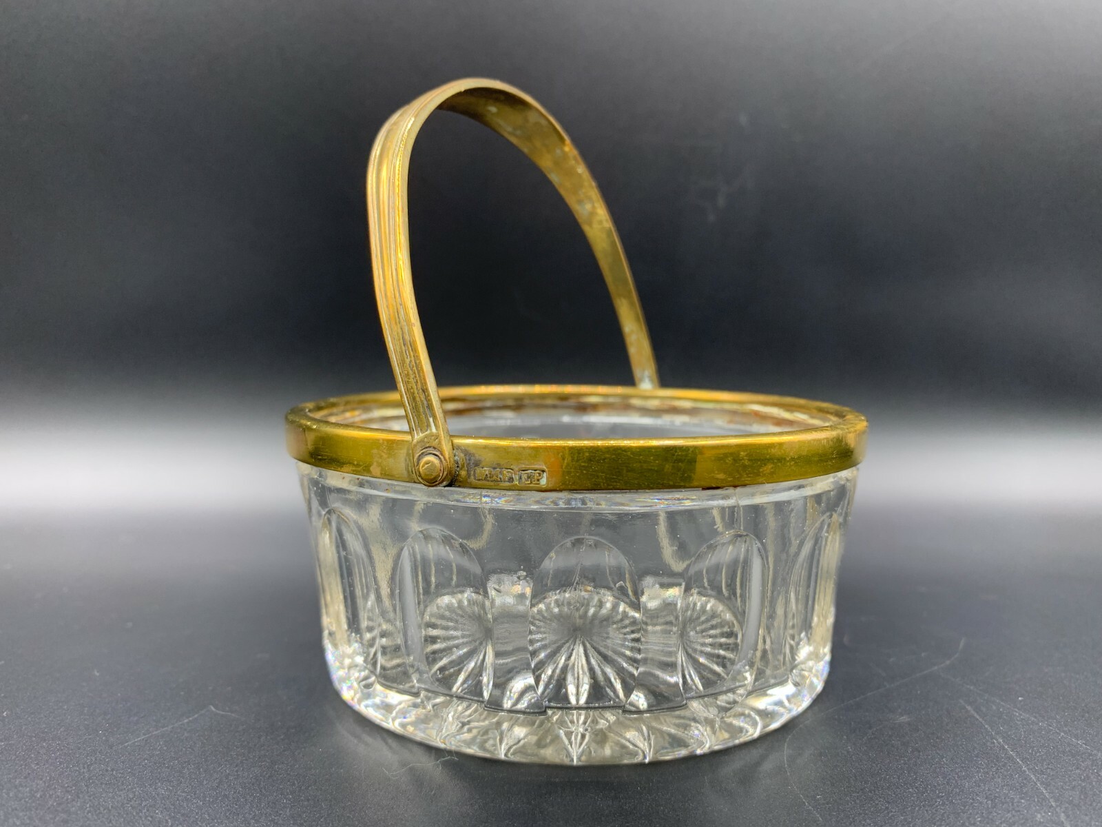 WMF EP Handled Candy Biscuit Jar Box Basket Cut Crystal Glass 1900's