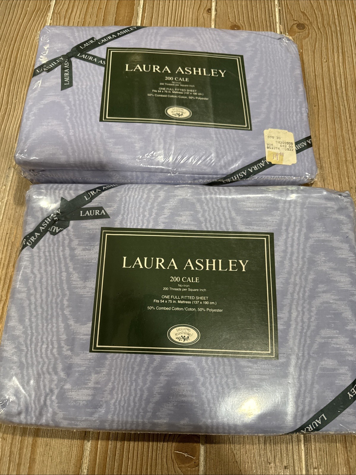 Vtg Laura Ashley Polyanthus 200 Cale Full Fitted Sheets NWT Sealed Lavender 2pc