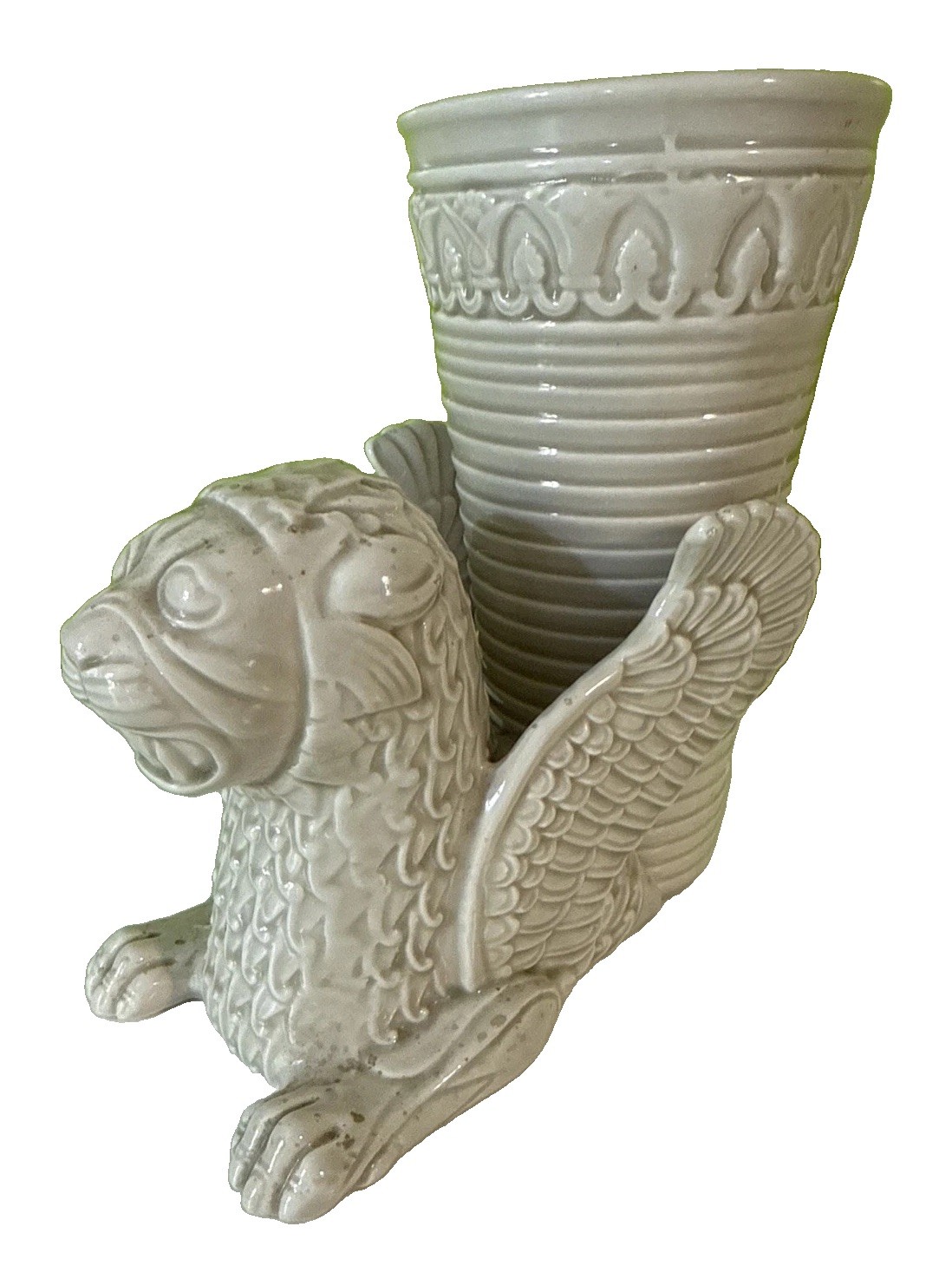 Rare Vintage 1977 Fitz & Floyd Griffin Gryphon Winged Lion Porcelain Planter 7”