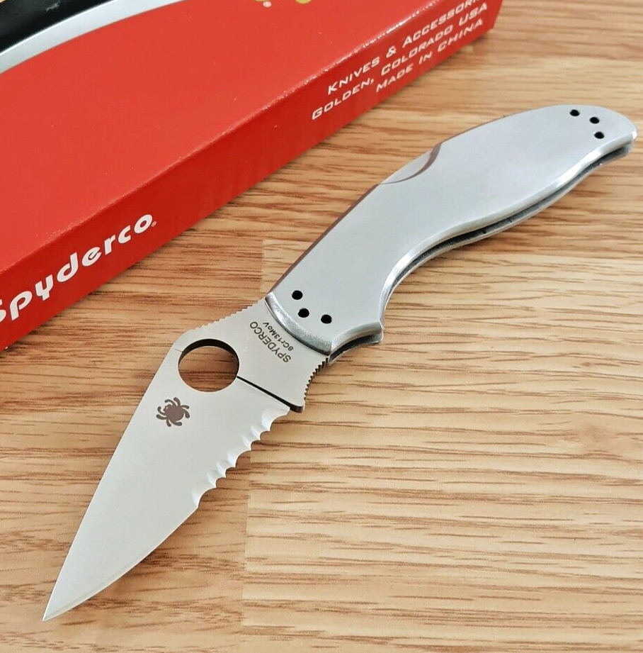 Spyderco Uptern Lock Folding Knife 2.84" 8Cr13MoV Steel Blade Stainless Handle Spyderco Uptern Lock Folding Knife 2.84" 8Cr13MoV Steel Blade Stainless Handle