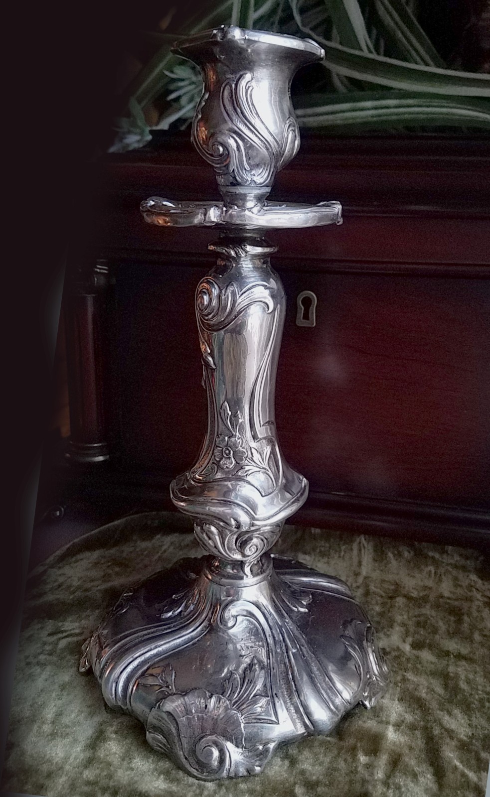 Antique Weidlich Bros Rococo Art Nouveau Silverplate Candlestick, Lg Heavy, Rare Antique Weidlich Bros Rococo Art Nouveau Silverplate Candlestick, Lg Heavy, Rare