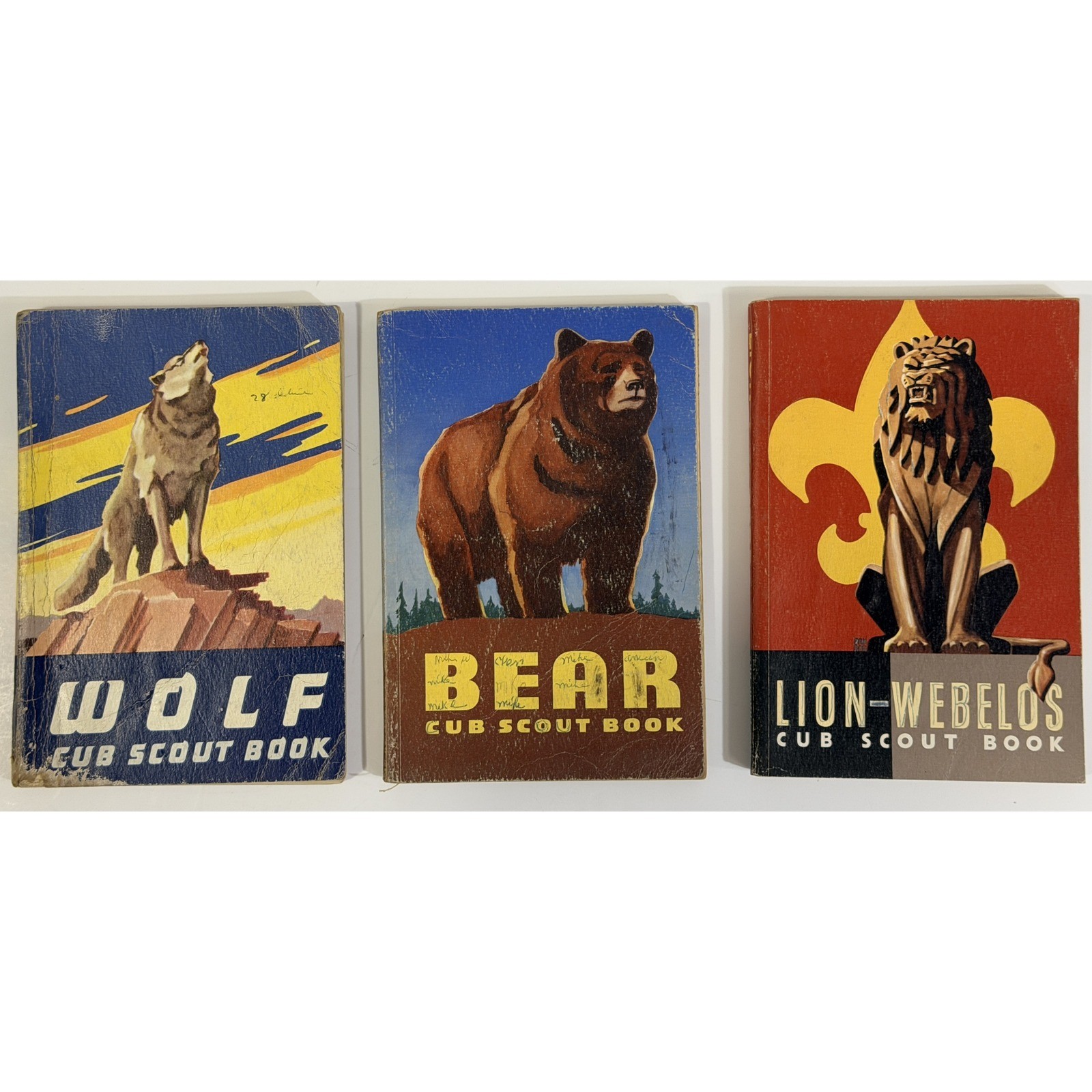 Vintage Cub Scout Books Lot Wolf Bear Lion-Webelos BSA Handbooks 1950s Revision Vintage Cub Scout Books Lot Wolf Bear Lion-Webelos BSA Handbooks 1950s Revision