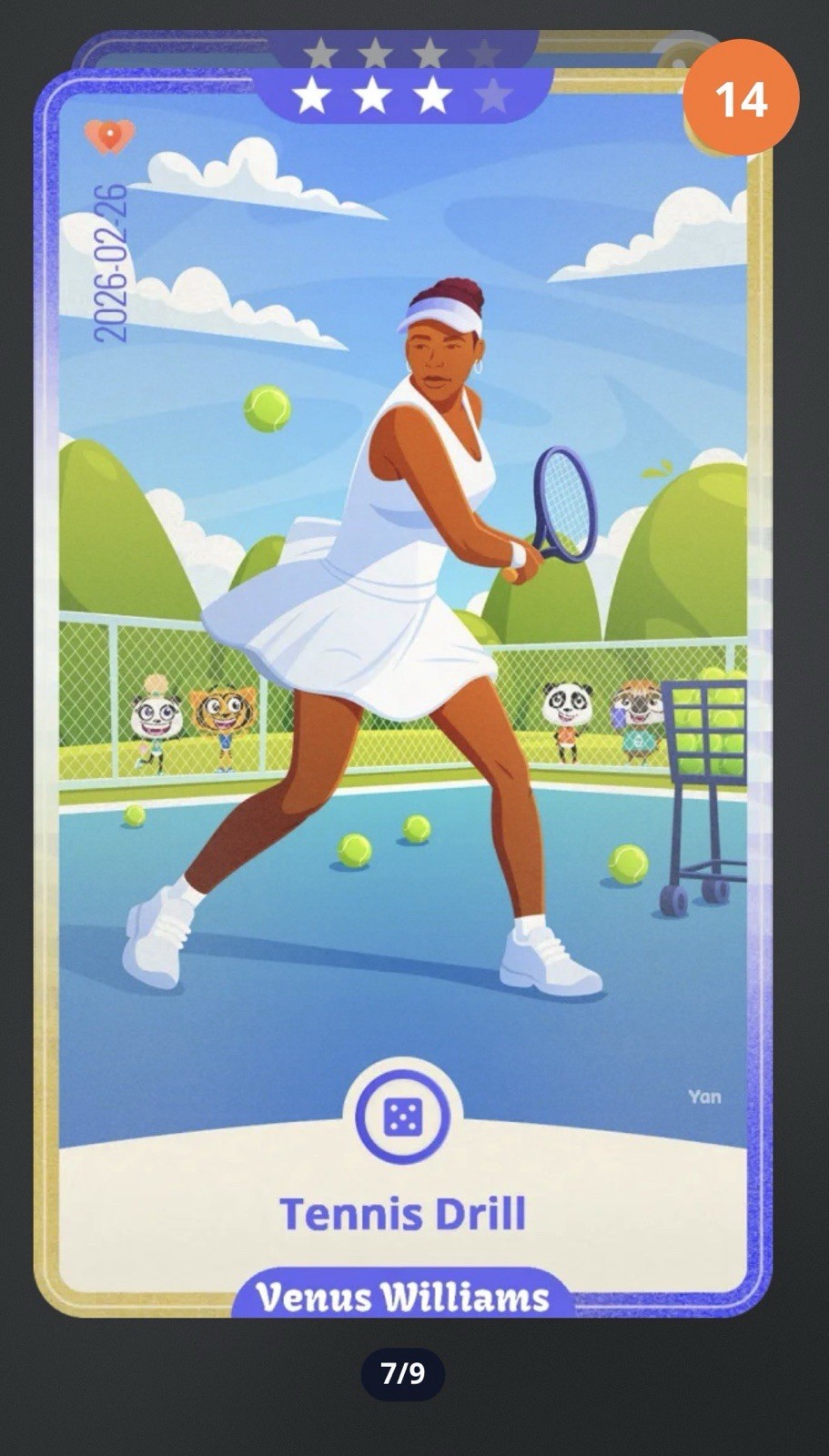 WeWard Venus Williams card #7 - Tennis Drill / WeWard carte Venus Williams 7 WeWard Venus Williams card #7 - Tennis Drill / WeWard carte Venus Williams 7