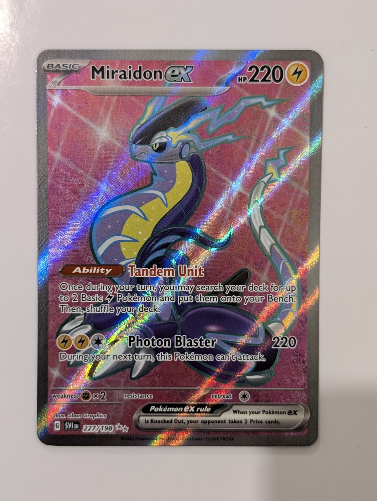 Miraidon ex Holo Ultra Rare Scarlet & Violet Base Set 227/198 NM Miraidon ex Holo Ultra Rare Scarlet & Violet Base Set 227/198 NM