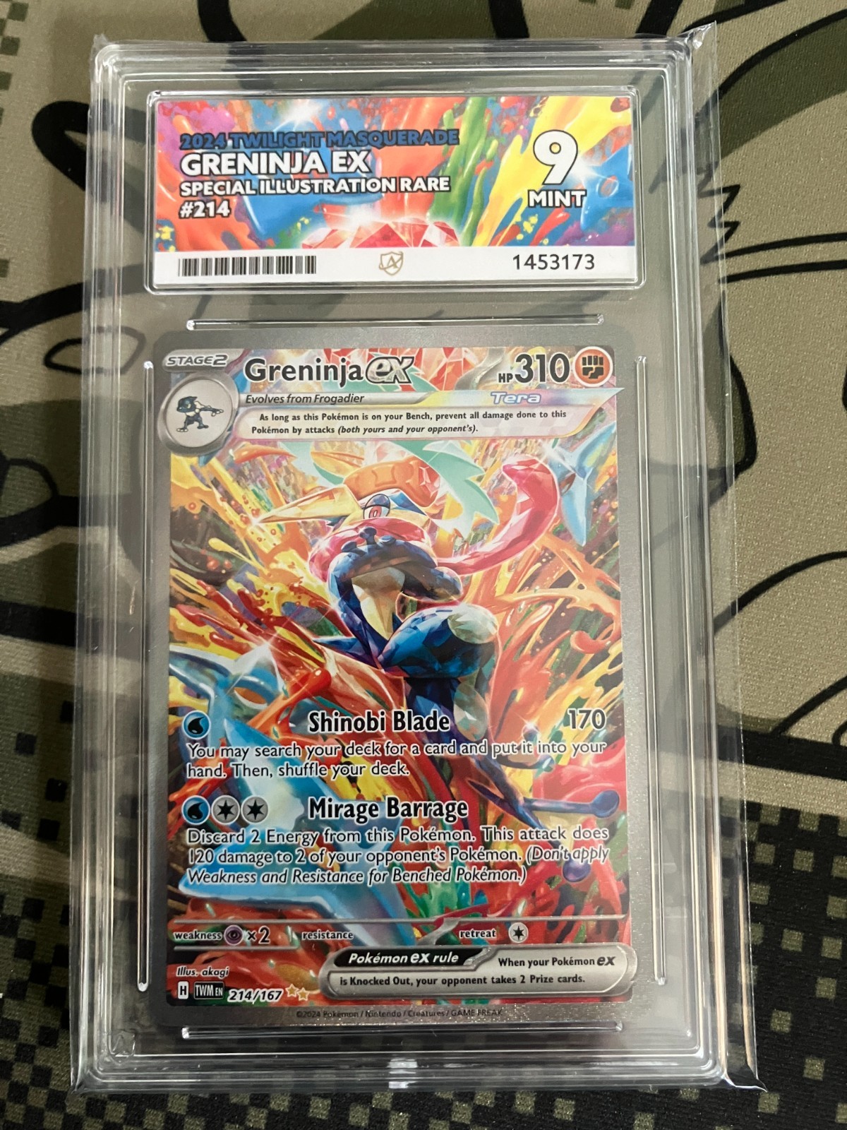 Pokemon TCG - Greninja ex 214/167 - Twilight Masquerade - ACE 9 Pokemon TCG - Greninja ex 214/167 - Twilight Masquerade - ACE 9