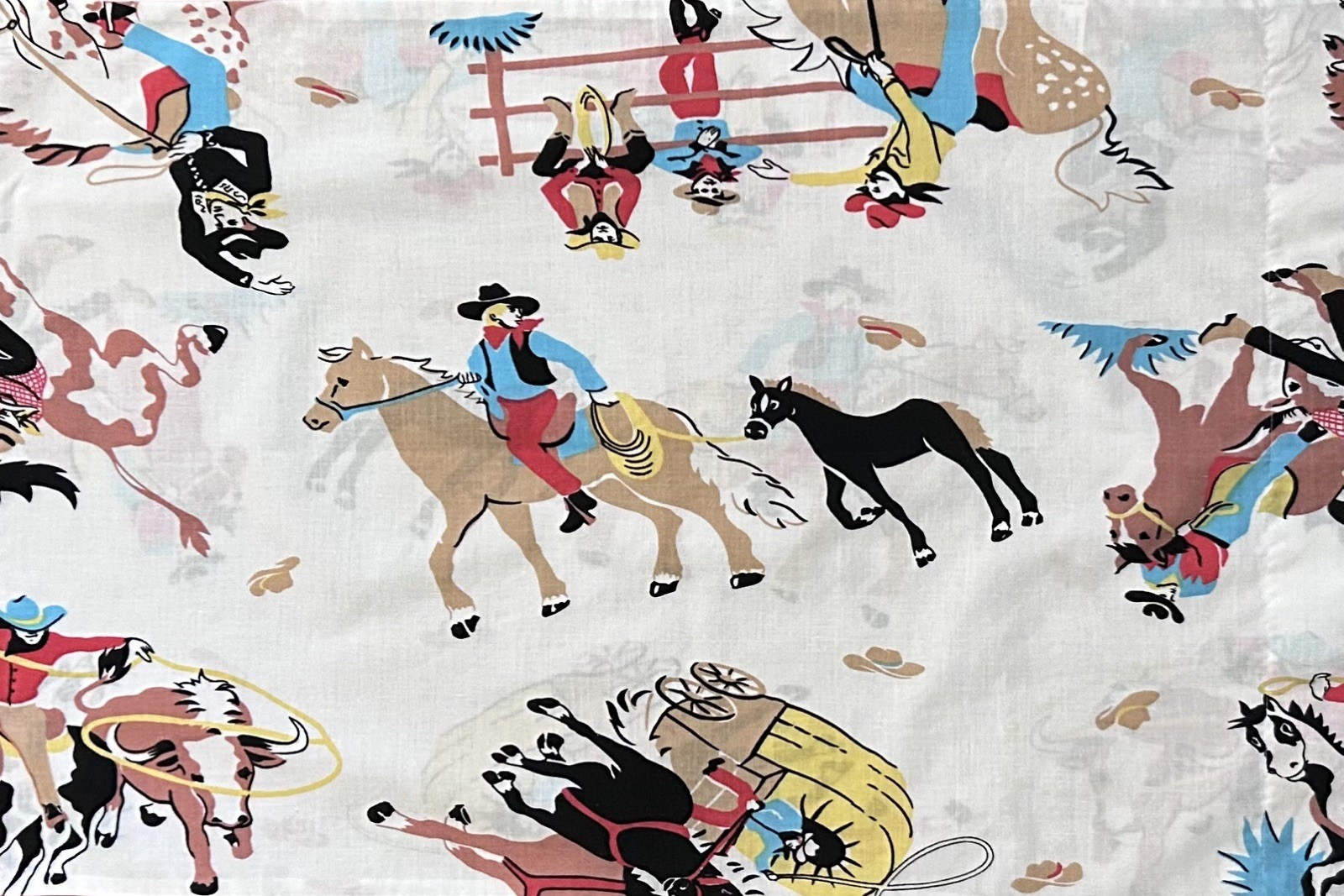 Pillowcase Vintage Western Cowboy Stagecoach Train Boys 1960s Pillowcase Vintage Western Cowboy Stagecoach Train Boys 1960s