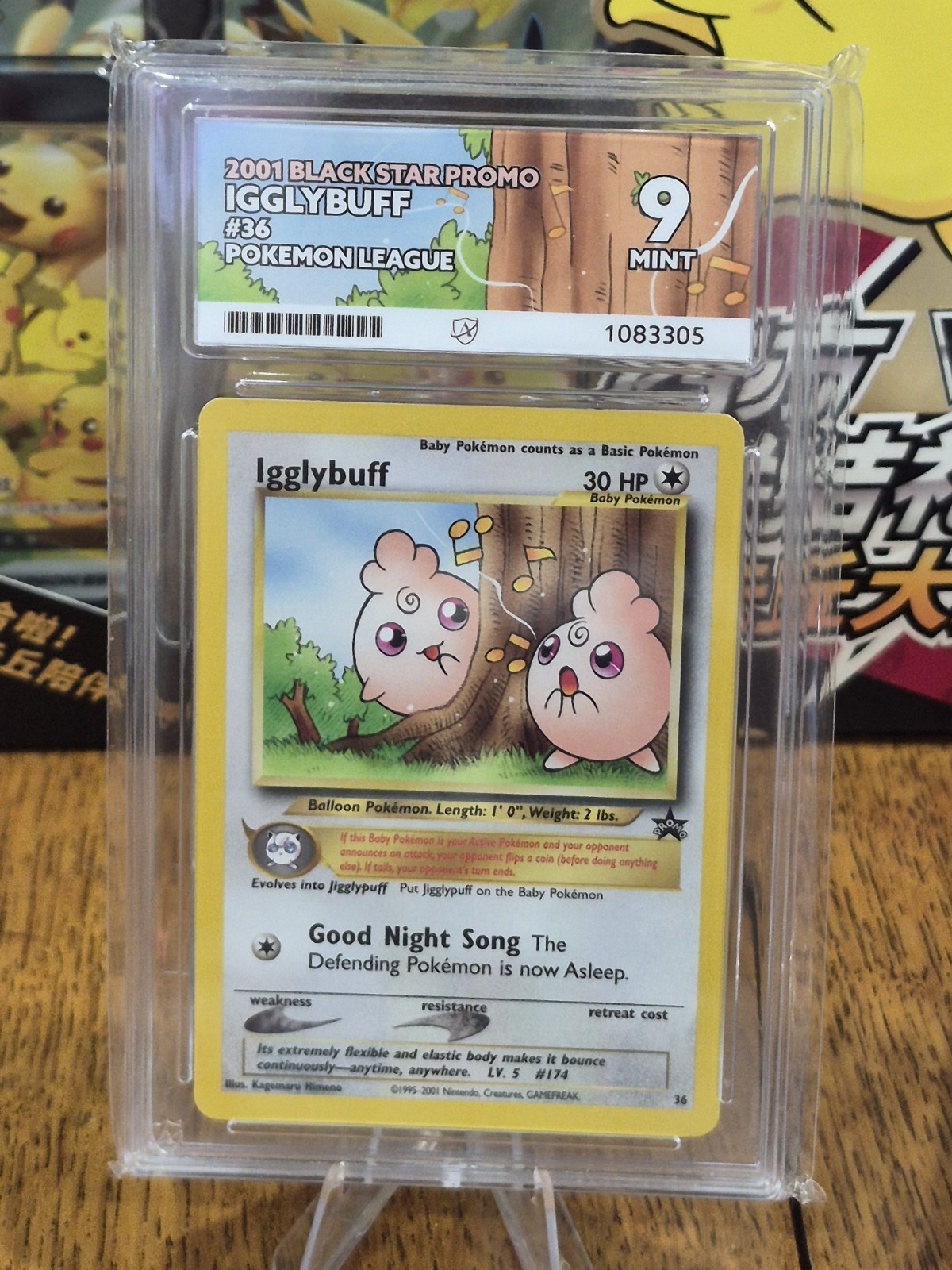 Pokémon TCG Igglybuff #36 Black Star Promo 2001 WOTC Vintage Ace Grade 9 pop 9 Pokémon TCG Igglybuff #36 Black Star Promo 2001 WOTC Vintage Ace Grade 9 pop 9