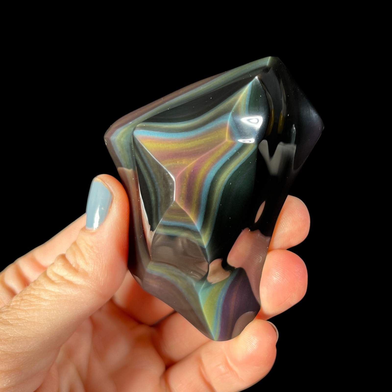 Natural Polished Rainbow Obsidian Freeform- Stunning Specimen 3.3oz (OBX107) Natural Polished Rainbow Obsidian Freeform- Stunning Specimen 3.3oz (OBX107)