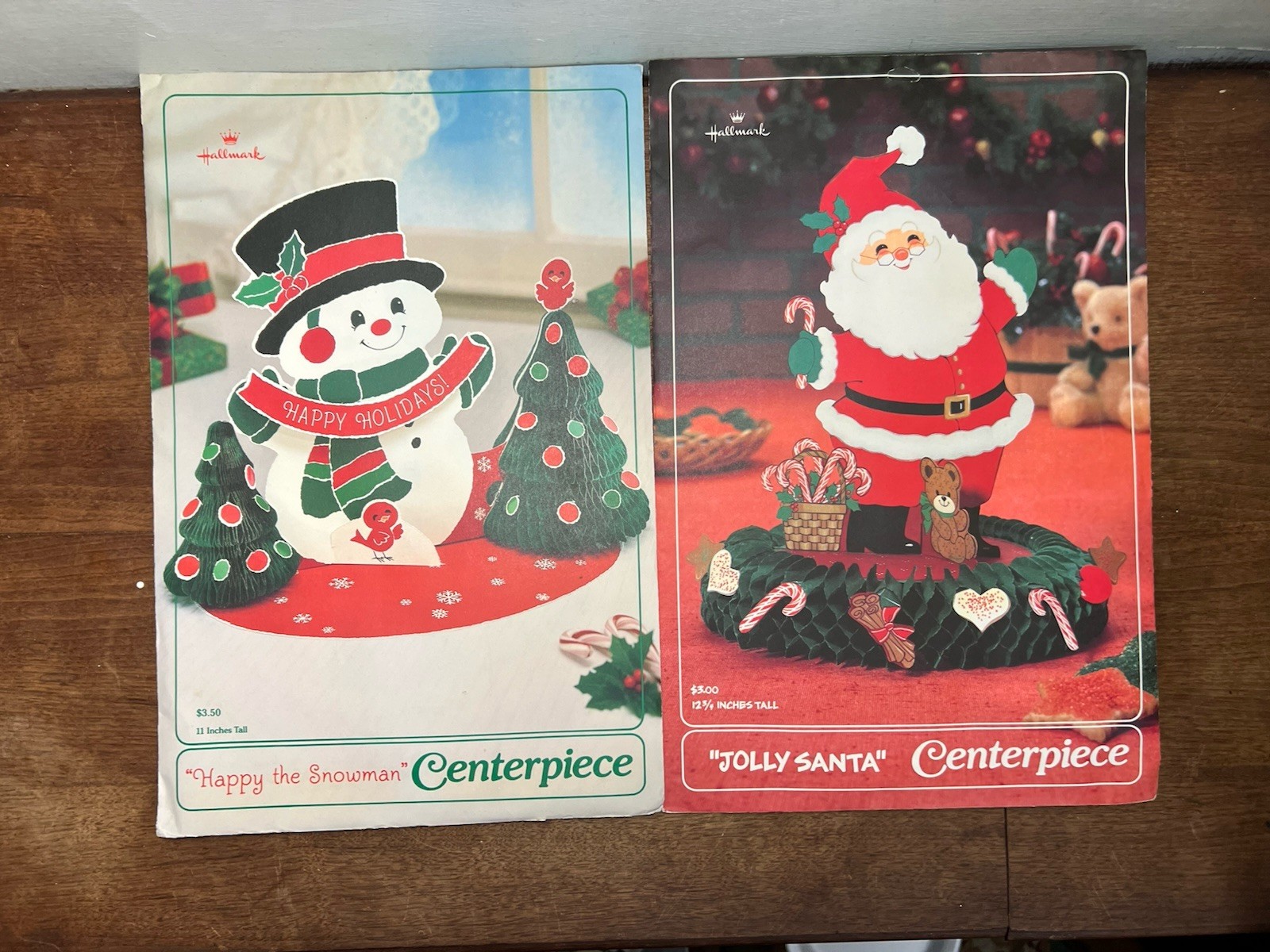 2 Pc Vtg 80s Christmas Santa And Snow Man Centerpiece Paper Pop up Craft Decor 2 Pc Vtg 80s Christmas Santa And Snow Man Centerpiece Paper Pop up Craft Decor