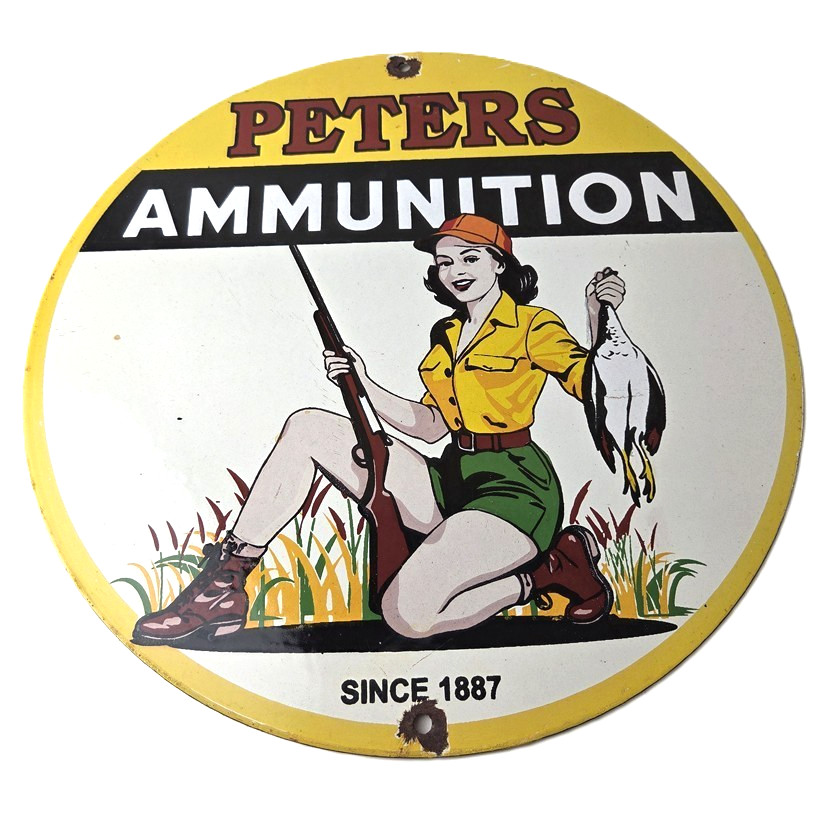 Vintage Peters Ammunition Sign - Firearm Rifles Shotguns Gas Pump Porcelain Sign Vintage Peters Ammunition Sign - Firearm Rifles Shotguns Gas Pump Porcelain Sign