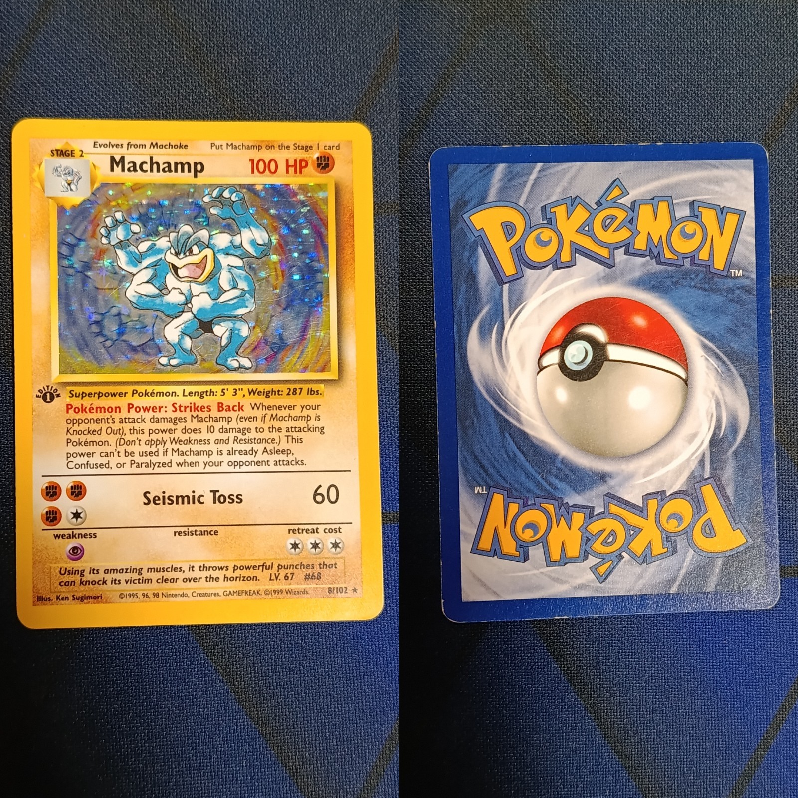 Machamp 8/102 Holo 1st Edition English Base Set 1999 Pokemon