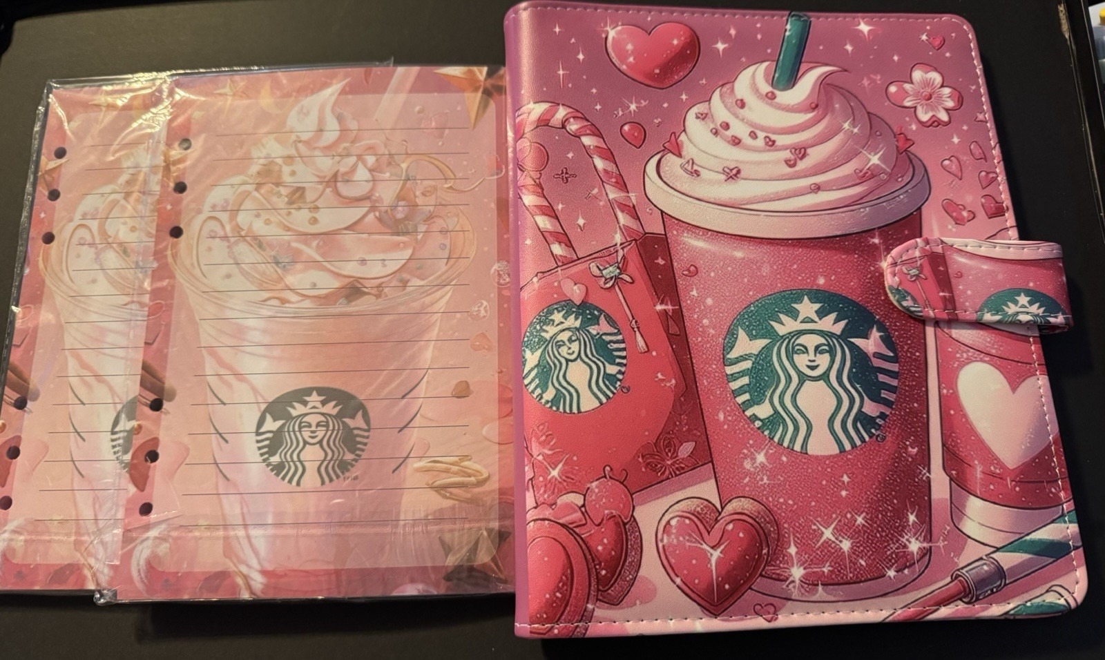 Starbucks Coffee Theme Pink Binder and A5 paper Starbucks Coffee Theme Pink Binder and A5 paper
