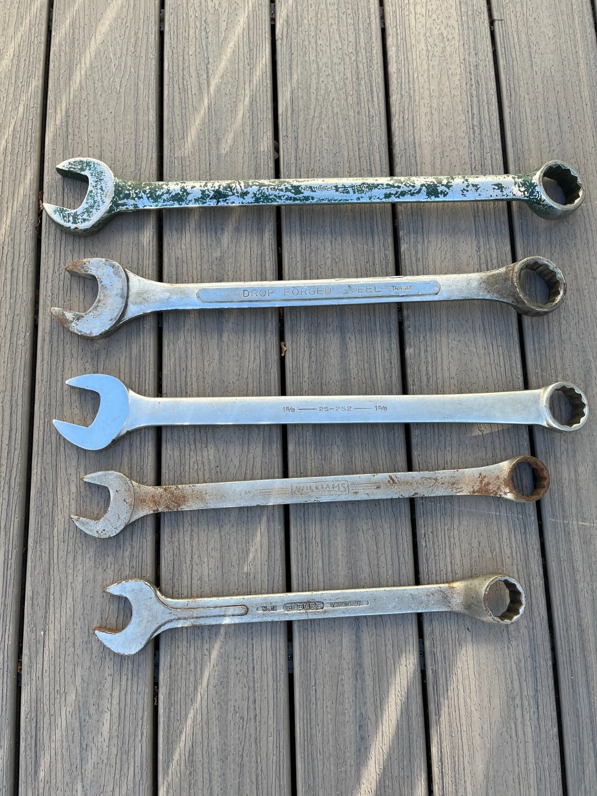 Five very Large wrenches Five very Large wrenches