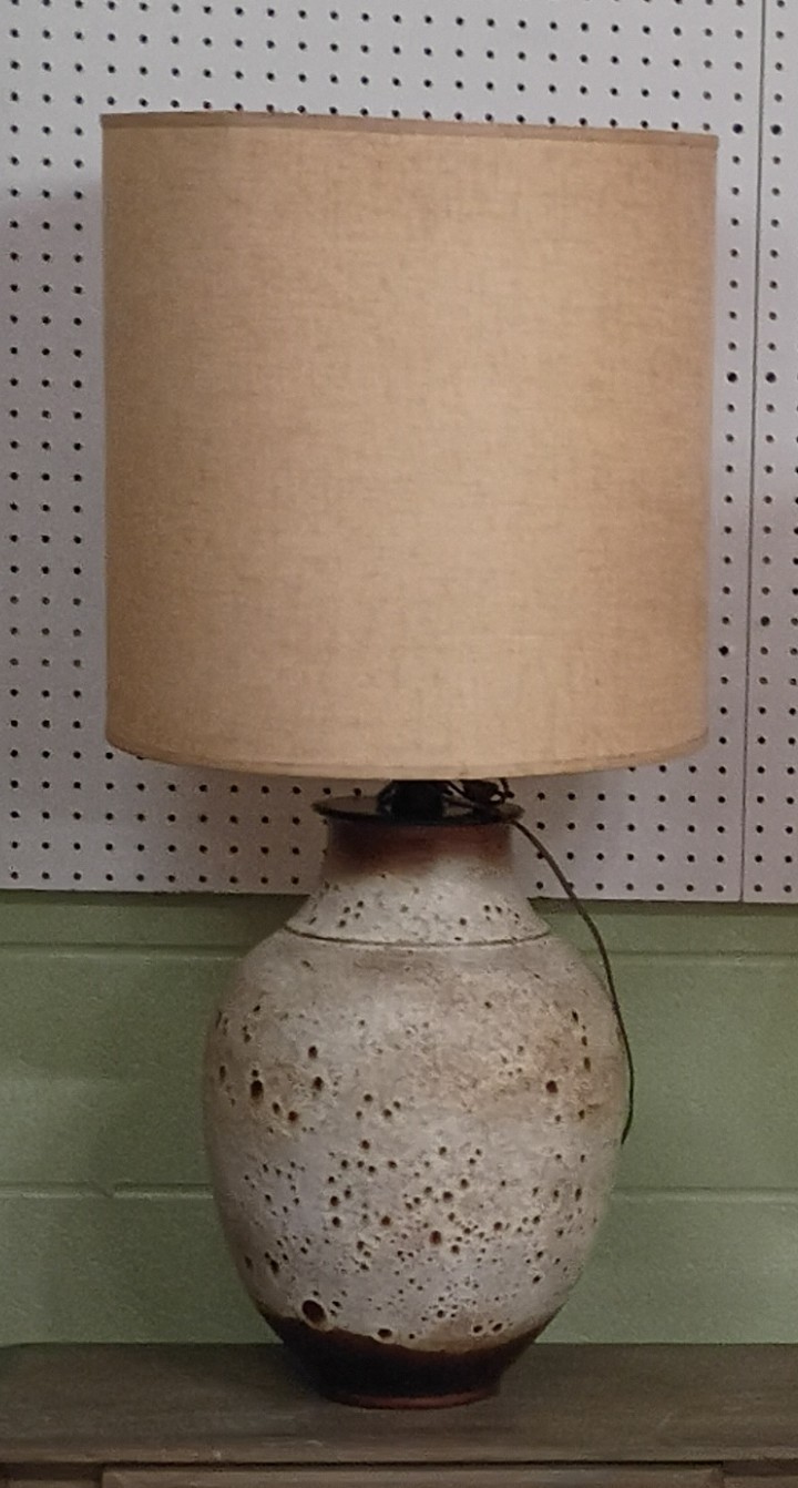 Raymor MCM Large Table Top Pottery Lamp With Original Shade Raymor MCM Large Table Top Pottery Lamp With Original Shade