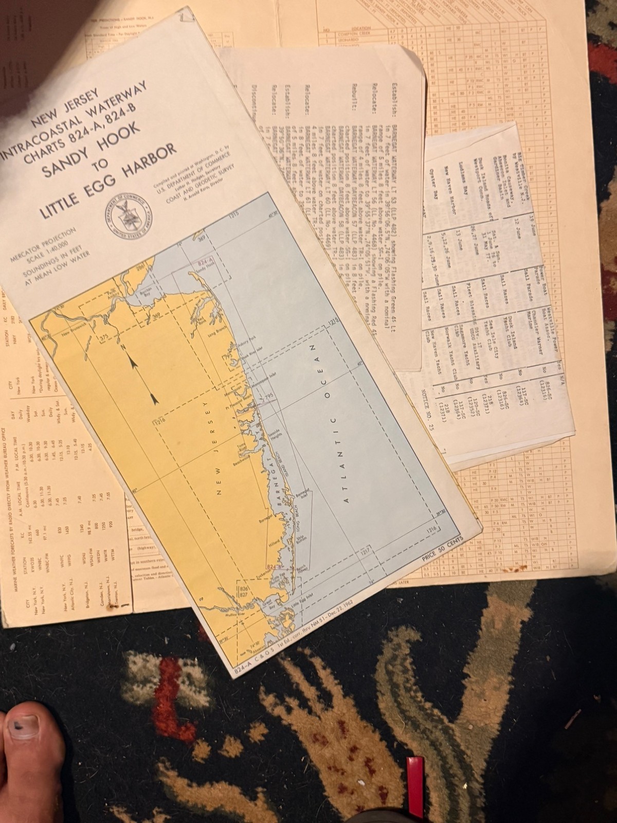 Vintage 1963 Nautical Chart Folder - Sandy Hook to Little Egg Harbor NJ - First Vintage 1963 Nautical Chart Folder - Sandy Hook to Little Egg Harbor NJ - First
