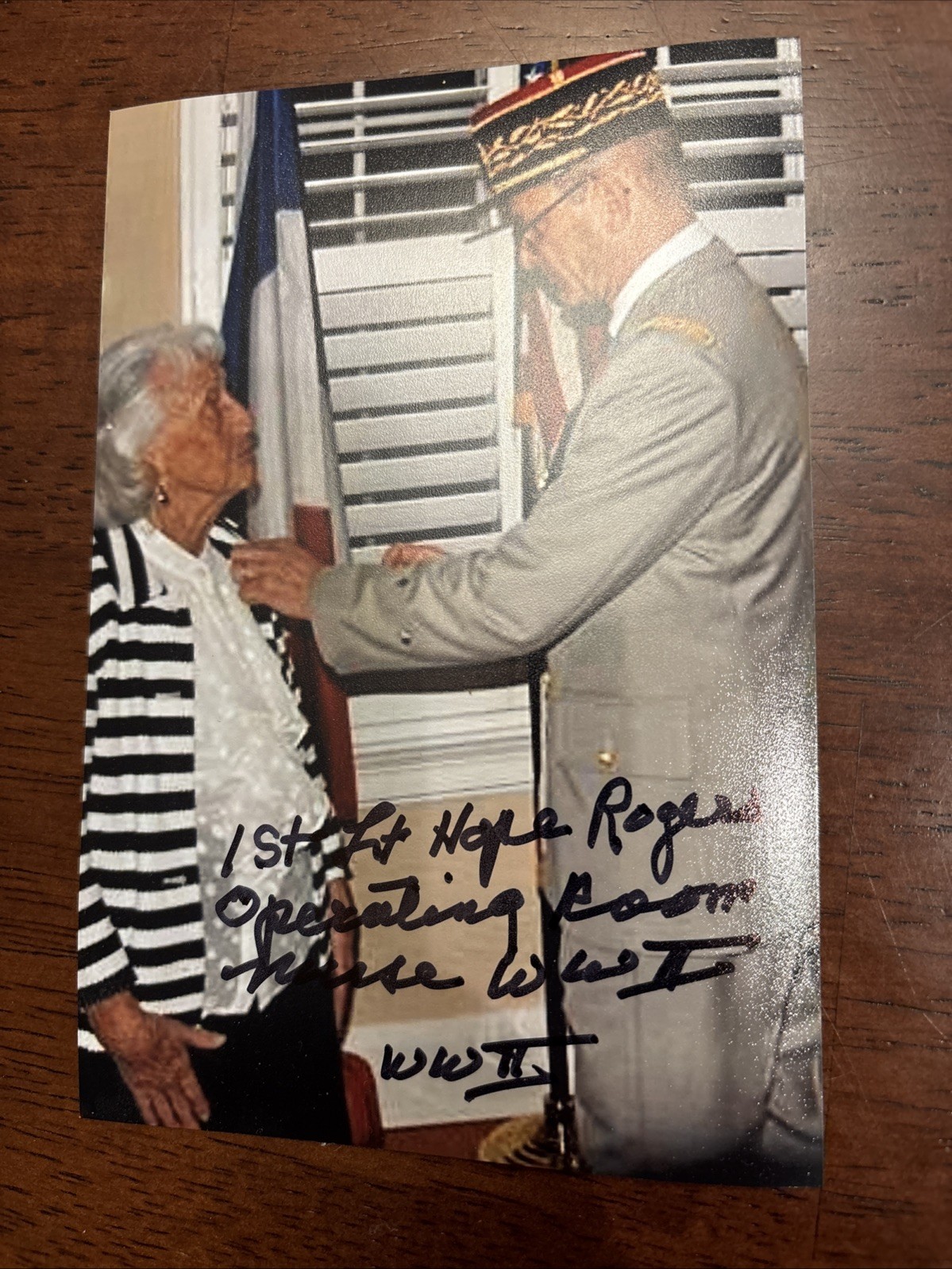 WWII Nurse Hope Rogers Signed Four by Six Photo Field Hospital Operating Room