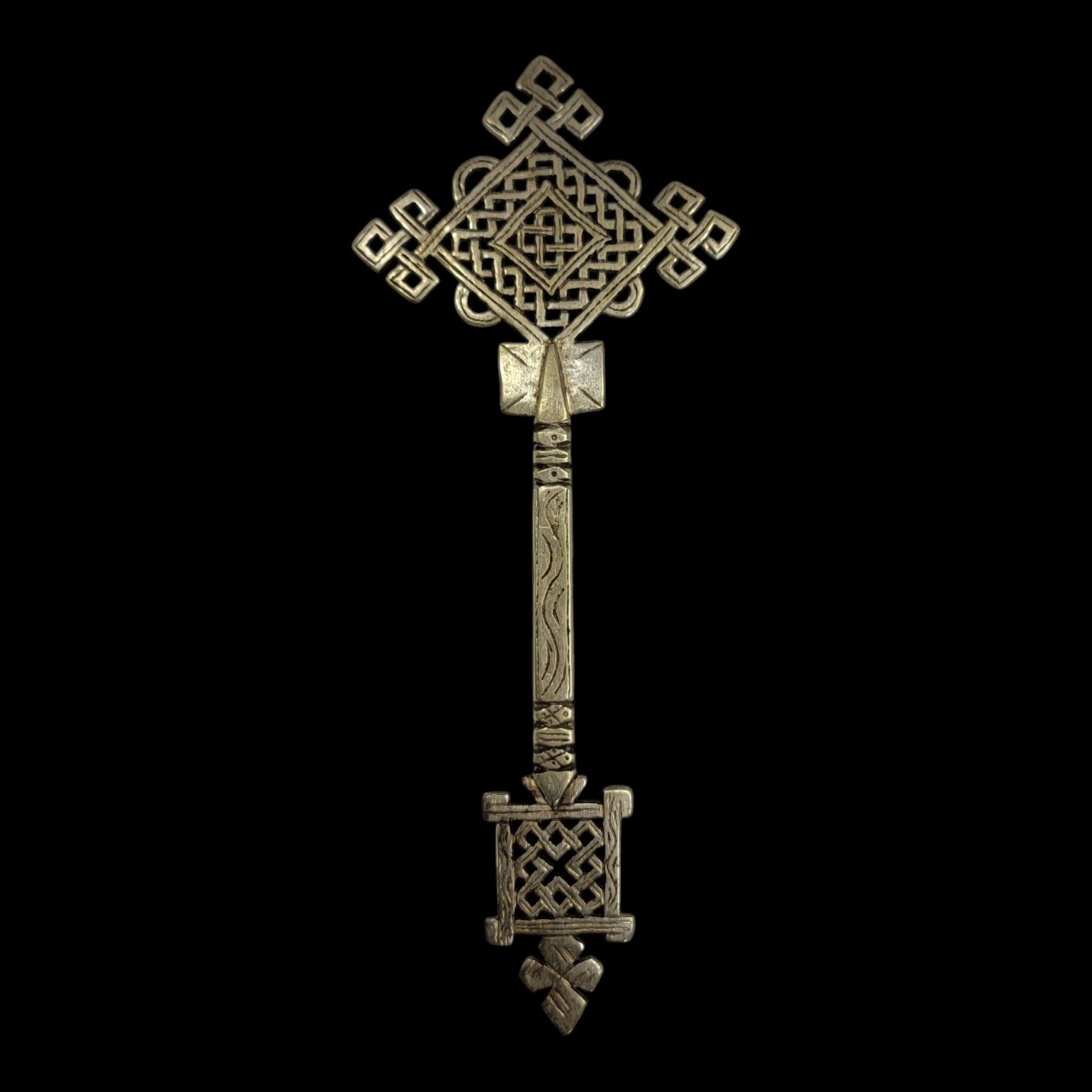 Vintage Ethiopian Coptic Processional Cross Brass Orthodox Christian Art 10.5" Vintage Ethiopian Coptic Processional Cross Brass Orthodox Christian Art 10.5"
