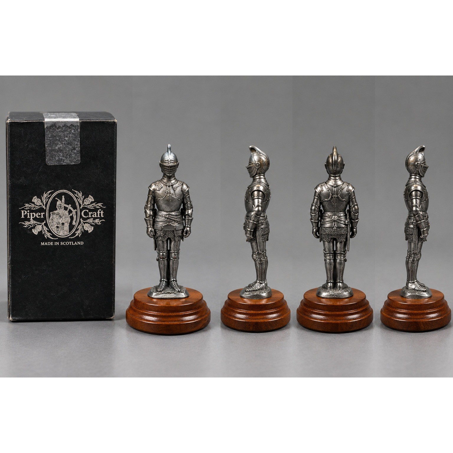 Piper Craft Pewter Knight Figurine on Wood Base Made in Scotland Medieval Decor Piper Craft Pewter Knight Figurine on Wood Base Made in Scotland Medieval Decor