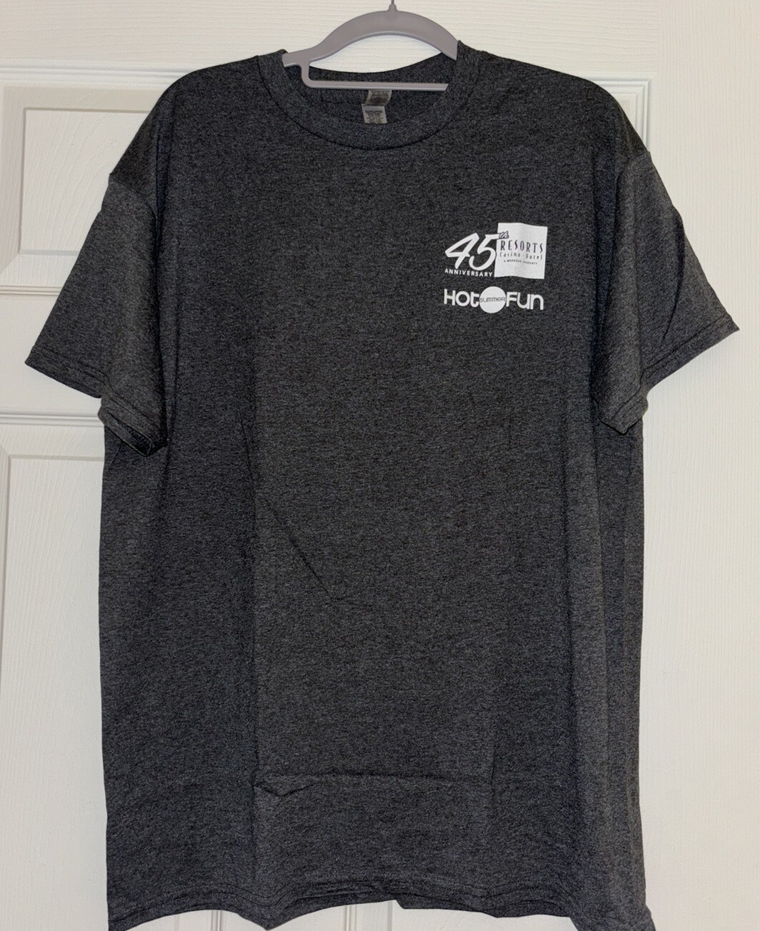 Resorts Casino 45th Anniversary Shirt Atlantic City NJ Size Large Gray Resorts Casino 45th Anniversary Shirt Atlantic City NJ Size Large Gray