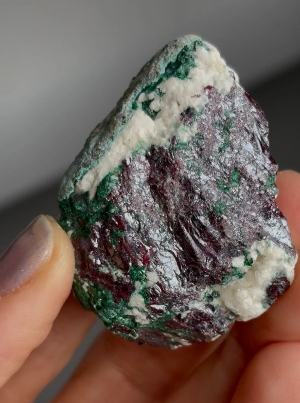 Red Cuprite with Green Malachite – Mashamba West Mine, Congo