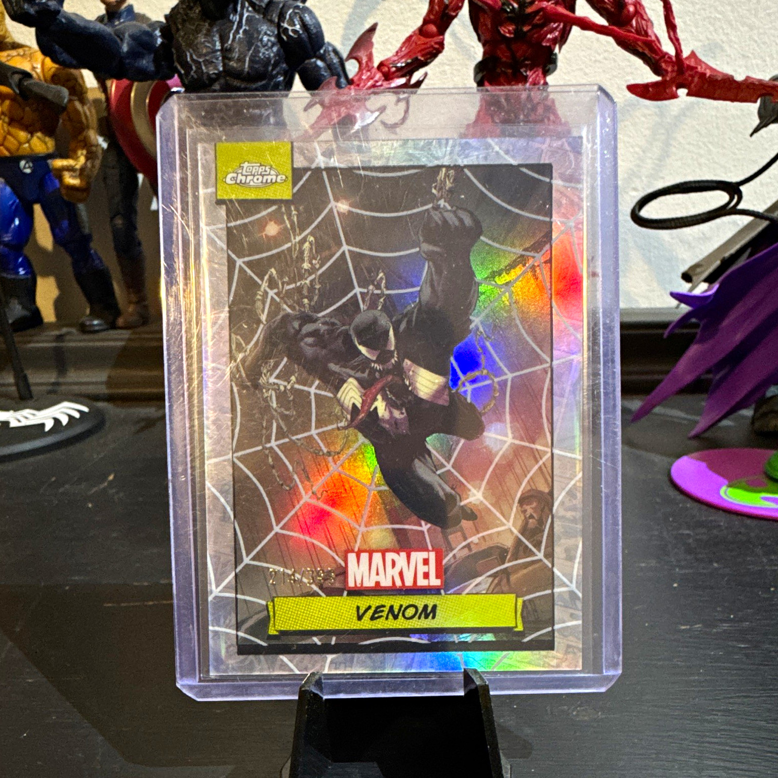 Topps 2024 Topps Chrome Marvel Venom #62 spiderweb refractor /399 Topps 2024 Topps Chrome Marvel Venom #62 spiderweb refractor /399