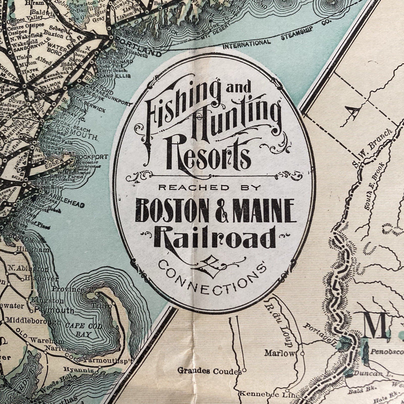Antique BOSTON and MAINE RAILROAD Map Fishing and Hunting Resorts c. 1900 Orig. Antique BOSTON and MAINE RAILROAD Map Fishing and Hunting Resorts c. 1900 Orig.
