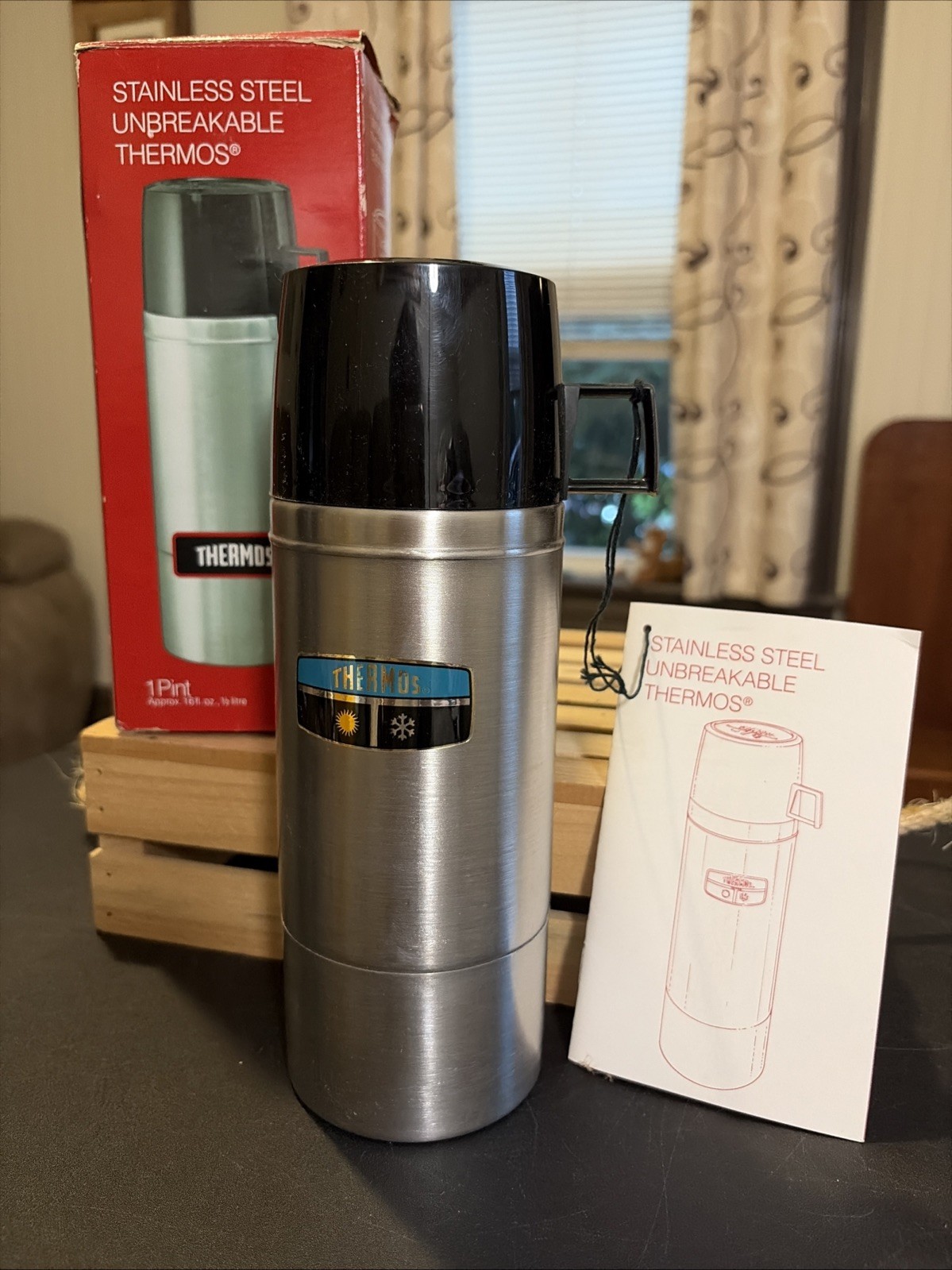 Vintage Thermos 2464S Stainless Steel 1 Qt NOS Brand New With Original Box Tag