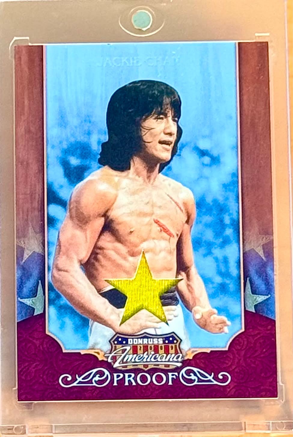 RARE - 2009 Panini Americana JACKIE CHAN Authentic Swatch Memorabilia SP /100 RARE - 2009 Panini Americana JACKIE CHAN Authentic Swatch Memorabilia SP /100
