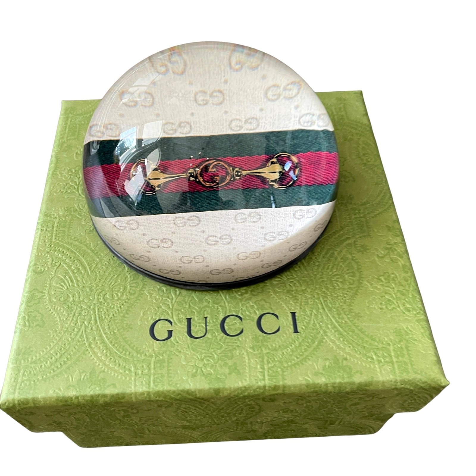 GUCCI Logo Paperweight with Web & Horse Bit In Original Box NEW GUCCI Logo Paperweight with Web & Horse Bit In Original Box NEW
