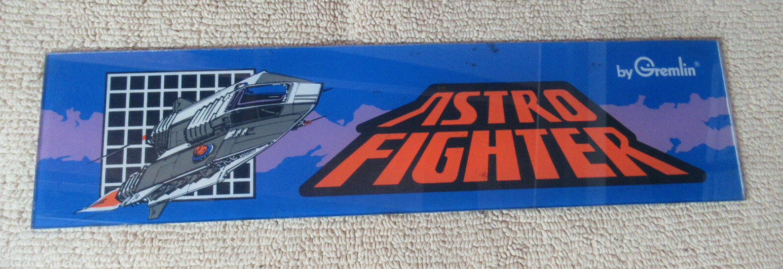 ASTRO FIGHTER GREMLIN 23 7/8-6 '' arcade video game sign marquee OF67 ASTRO FIGHTER GREMLIN 23 7/8-6 '' arcade video game sign marquee OF67