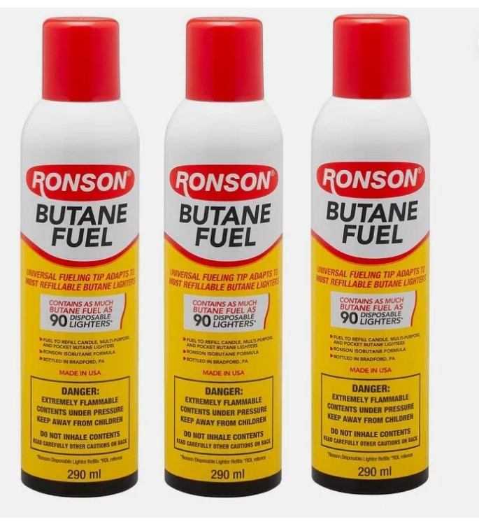 LOT of 3 Ronson Multi Fill Ultra Butane Fuel with universal tip adaptor LOT of 3 Ronson Multi Fill Ultra Butane Fuel with universal tip adaptor