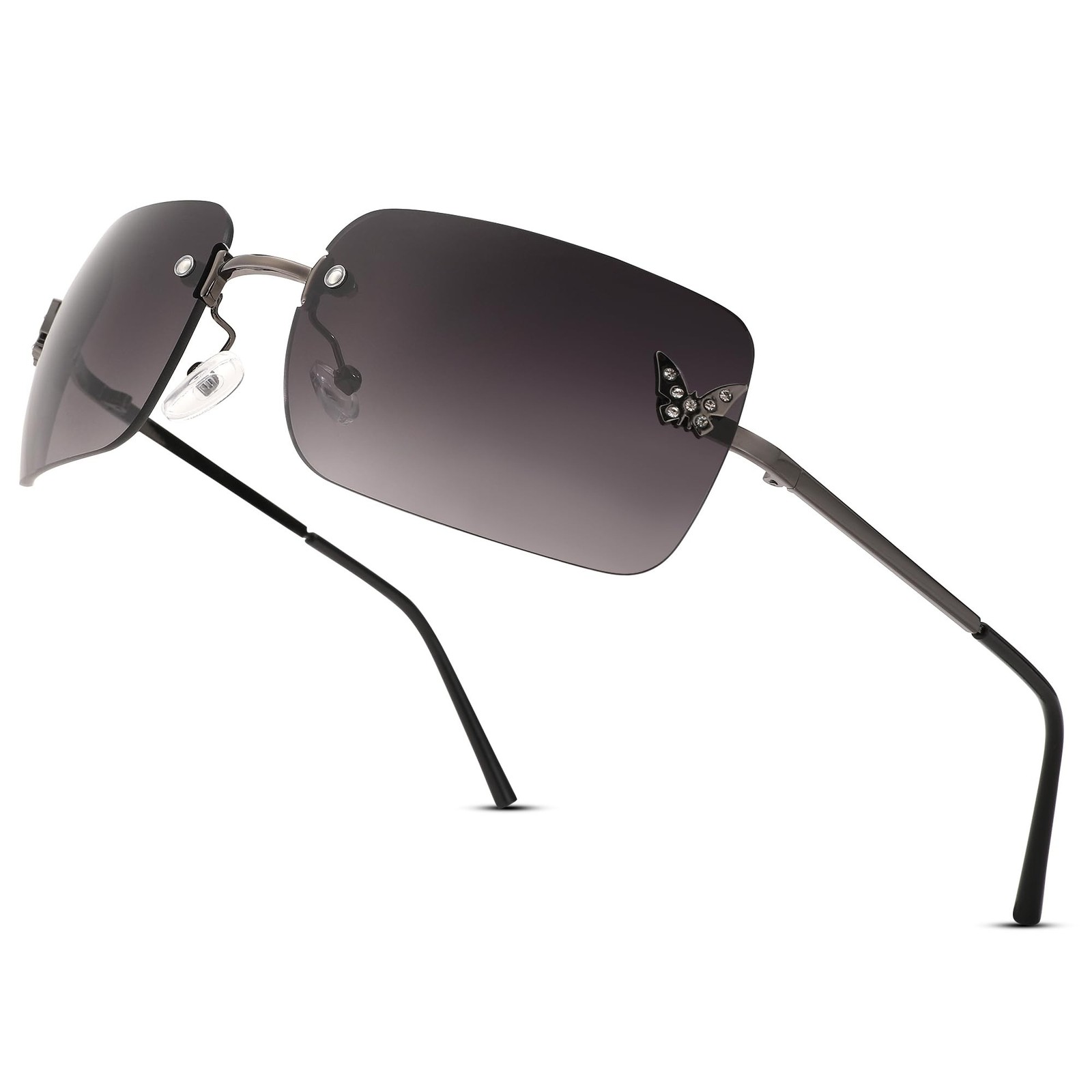 Rectangle Rimless Sunglasses for Women men, Retro Trendy Square Sun Glasses V... Rectangle Rimless Sunglasses for Women men, Retro Trendy Square Sun Glasses V...