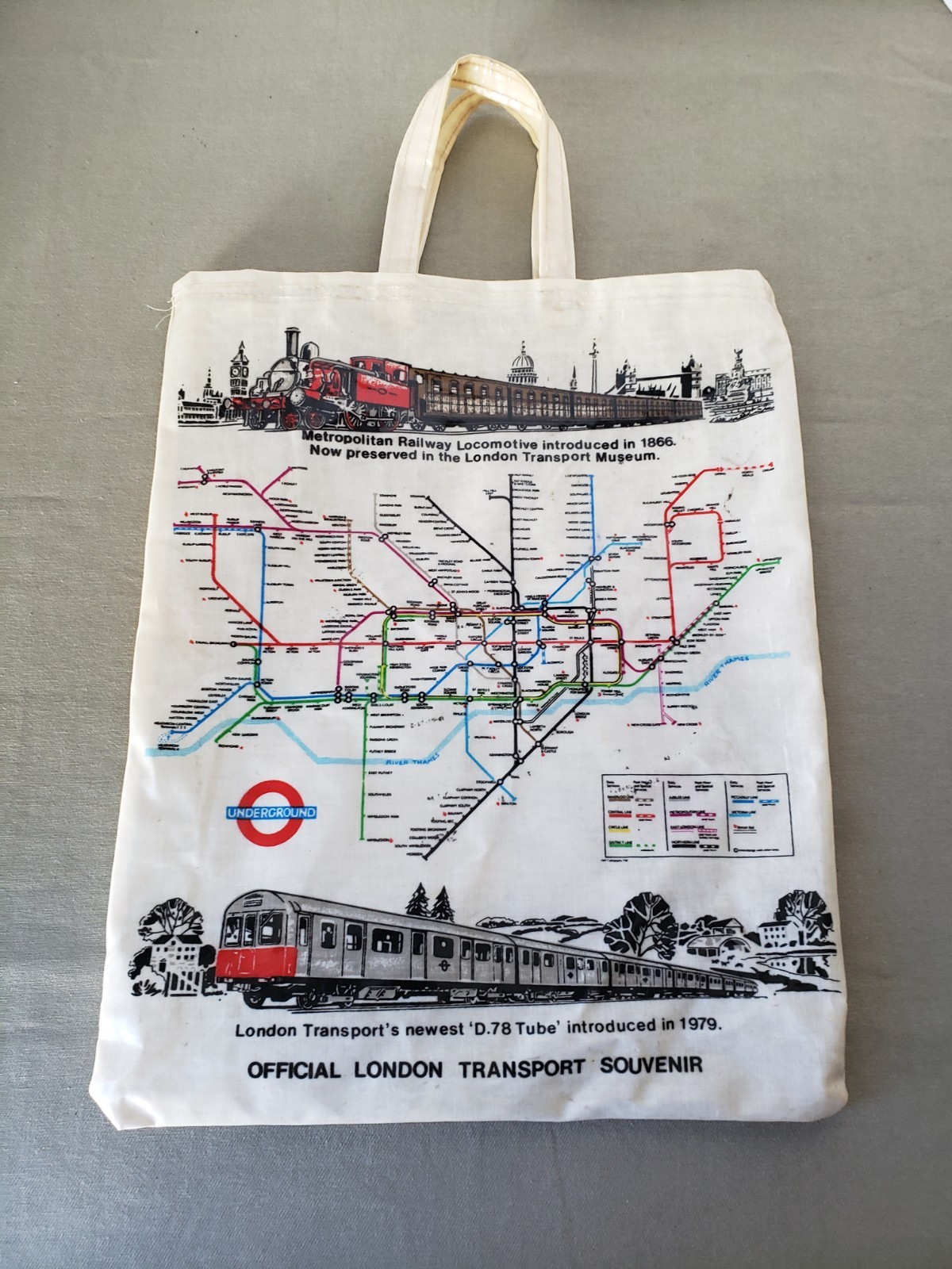 Vintage London Underground Map of London Railway Tote Bag, 14x18