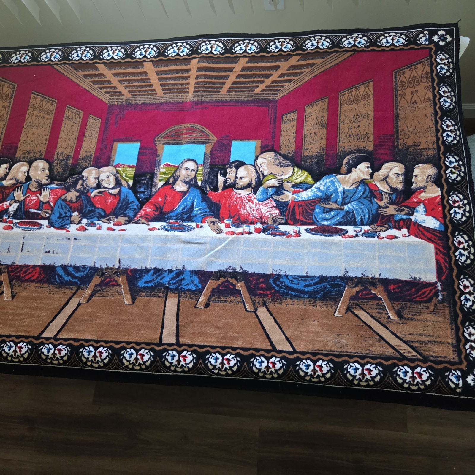 Vintage 1970s "The Last Supper" Woven Velvet Wall Tapestry Vintage 1970s "The Last Supper" Woven Velvet Wall Tapestry