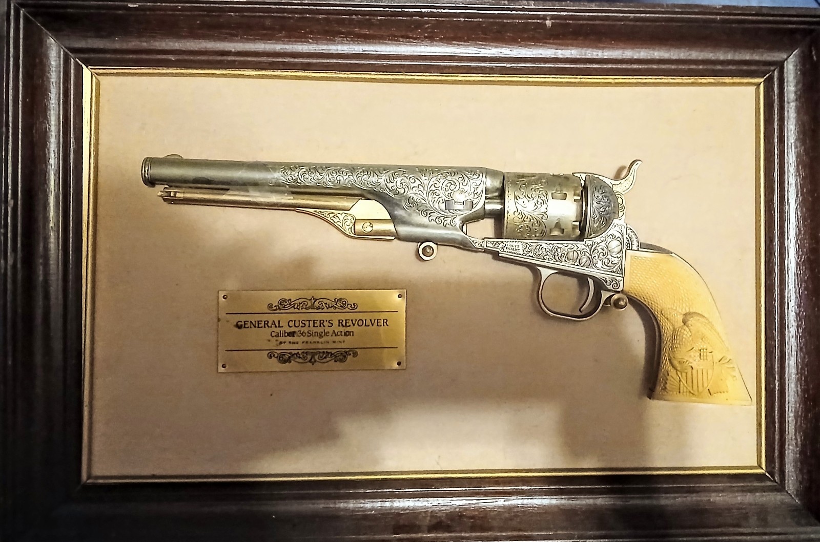 Franklin Mint General George Custer .36 Caliber Single Action Revolver & Plaque Franklin Mint General George Custer .36 Caliber Single Action Revolver & Plaque