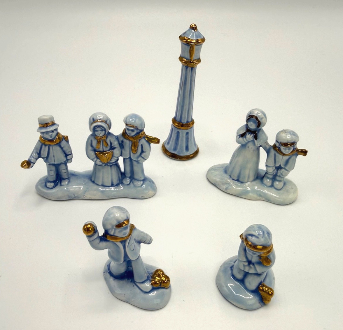 VTG Christmas Village Winter Scene Miniature Ceramic Figures, 5 pieces Hobbyist VTG Christmas Village Winter Scene Miniature Ceramic Figures, 5 pieces Hobbyist