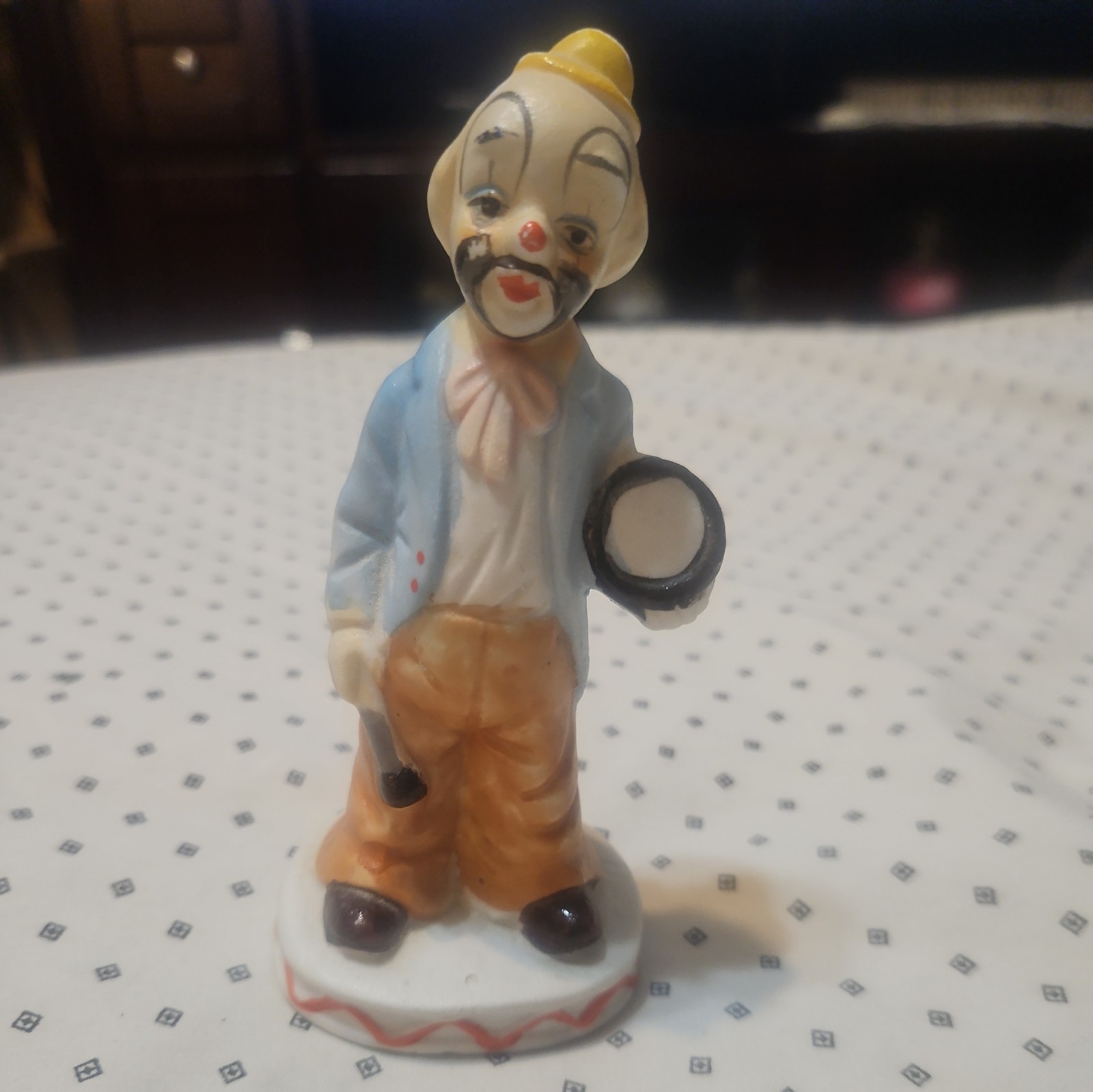 Vintage Hand-Painted Porcelain 5" Circus Sad Clown Drums Figurine Vintage Hand-Painted Porcelain 5" Circus Sad Clown Drums Figurine