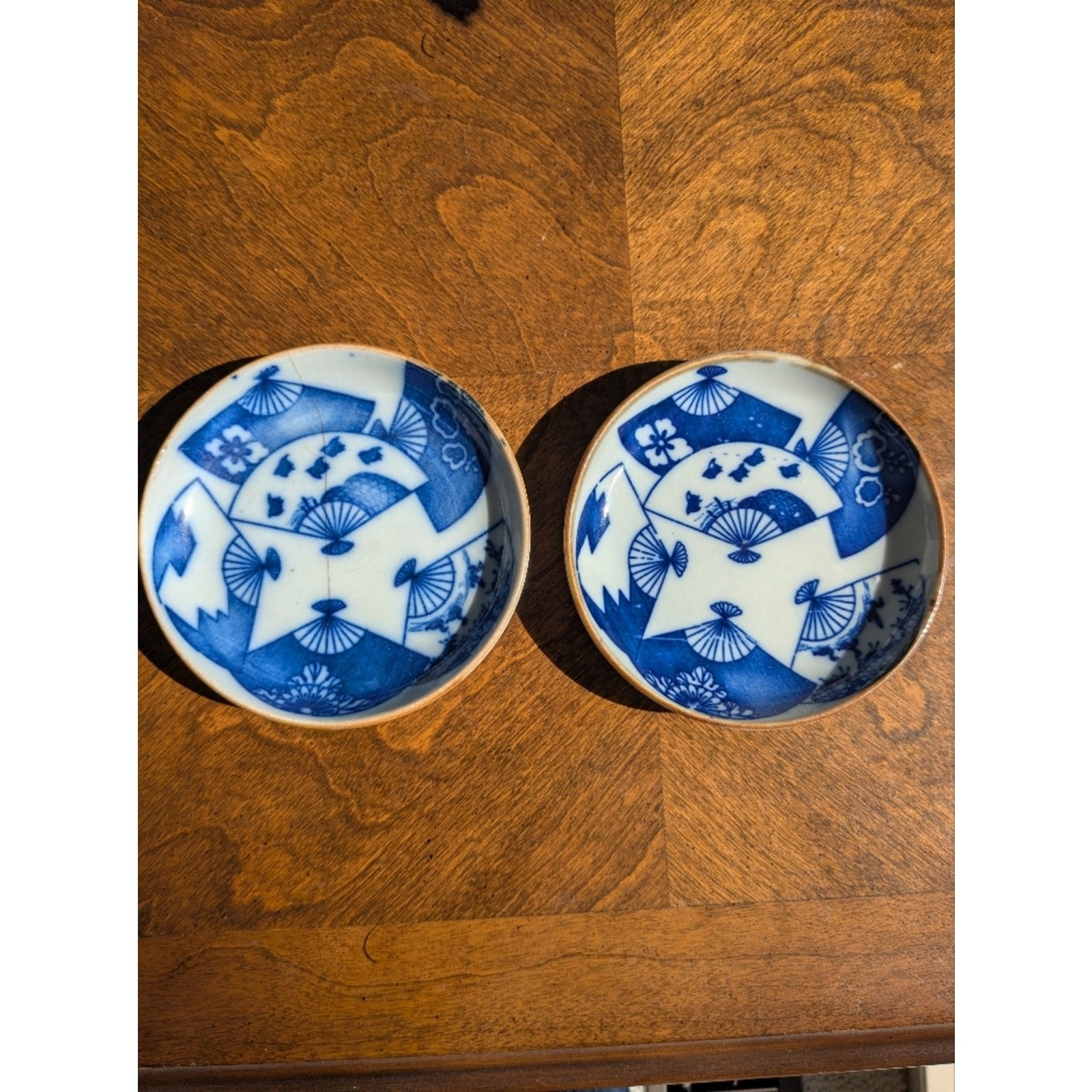 Pair of Antique Japanese Sometsuke Plates - 5" - Meiji Period Pair of Antique Japanese Sometsuke Plates - 5" - Meiji Period